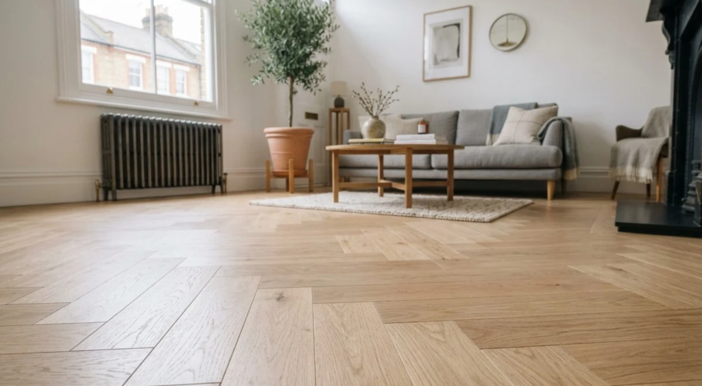 Engineered wood and vinyl flooring fitted in a Battersea home, SW11
